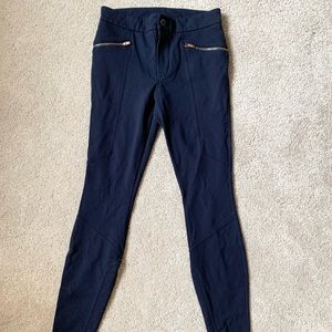 Athleta Ponte Moto 2.0 Tights Navy Blue/Rose Gold Size 2